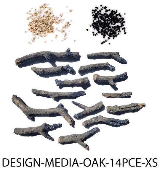 Remii Accessory - OAK - 14 Piece Media Kit Includes: 14 Small Oak logs, 2 Colors of Vermiculite
