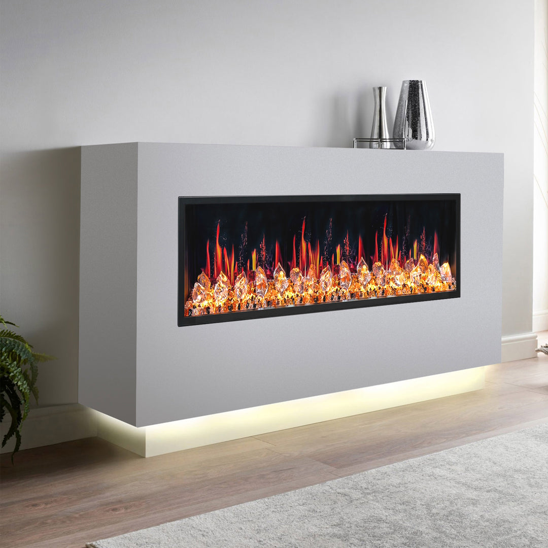 Litedeer Homes® Latitude 55" Built-in Electric Fireplace + Crushed Ice Rocks