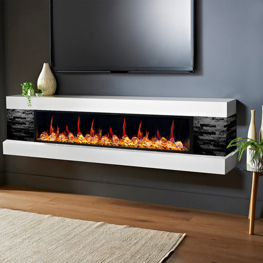Litedeer Homes® Latitude 55" Built-in Electric Fireplace + Crushed Ice Rocks