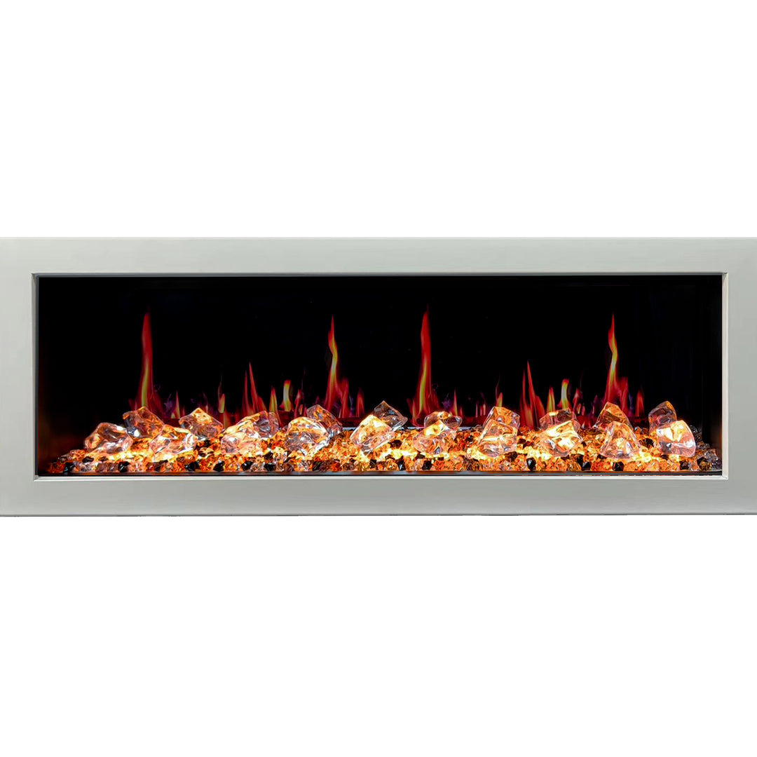 Litedeer Homes® Gloria II 58-in Smart Wall Mount Electric Fireplace + Crushed Ice Rocks (White)