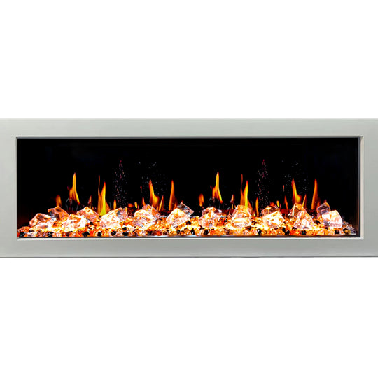Litedeer Homes® Gloria II 58-in Smart Wall Mount Electric Fireplace + Crushed Ice Rocks (White)