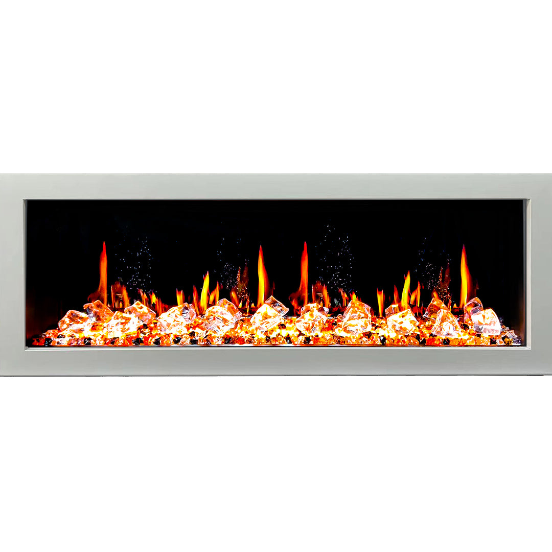 Litedeer Homes® Gloria II 58-in Smart Wall Mount Electric Fireplace + Crushed Ice Rocks (White)