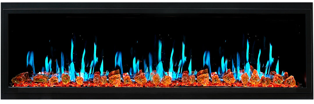 Litedeer Homes® Latitude 65" Ultra Slim Built-in Electric Fireplace + Reflective Fire Glass