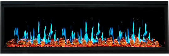 Litedeer Homes® Latitude 65" Ultra Slim Built-in Electric Fireplace + Reflective Fire Glass