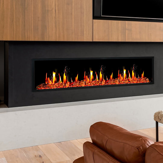 Litedeer Homes® Latitude 65" Ultra Slim Built-in Electric Fireplace + Reflective Fire Glass