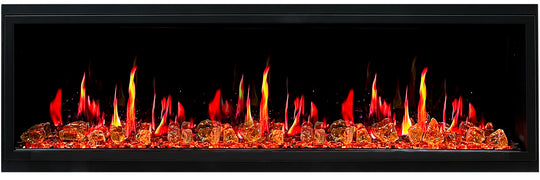 Litedeer Homes® Latitude 65" Ultra Slim Built-in Electric Fireplace + Reflective Fire Glass