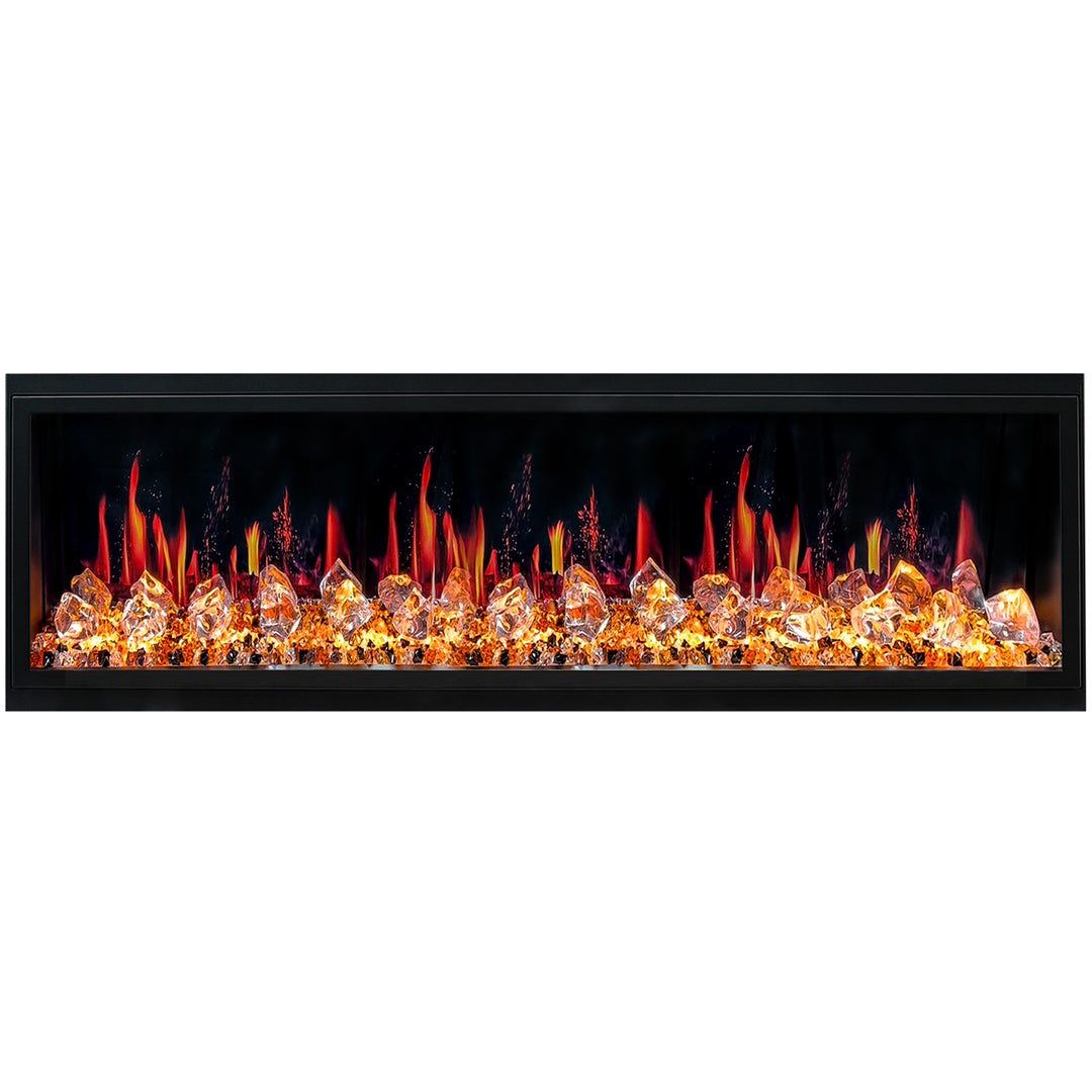 Litedeer Homes® Latitude 65" Ultra Slim Built-in Electric Fireplace + Crushed Ice Rocks
