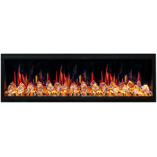 Litedeer Homes® Latitude 65" Ultra Slim Built-in Electric Fireplace + Crushed Ice Rocks