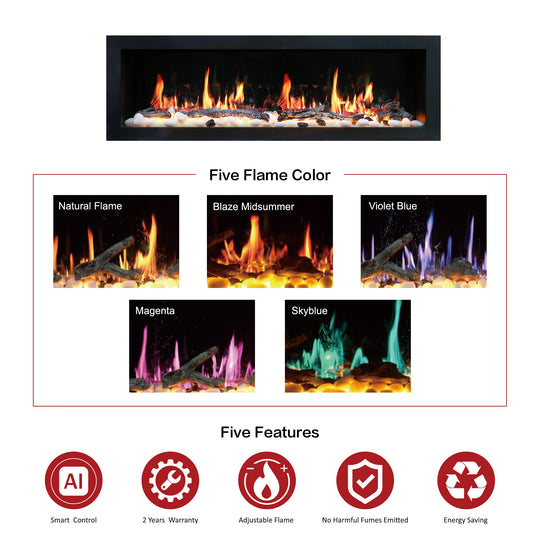Litedeer Homes® Latitude II 68-in Smart Wall Mount Electric Fireplace