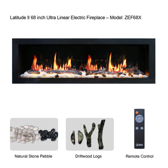 Litedeer Homes® Latitude II 68-in Smart Wall Mount Electric Fireplace