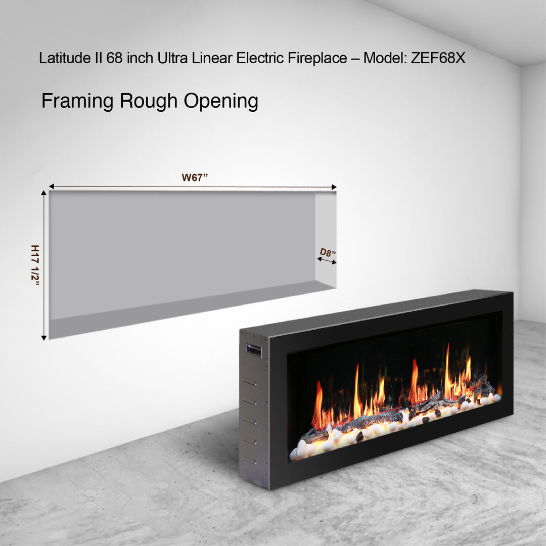 Litedeer Homes® Latitude II 68-in Smart Wall Mount Electric Fireplace