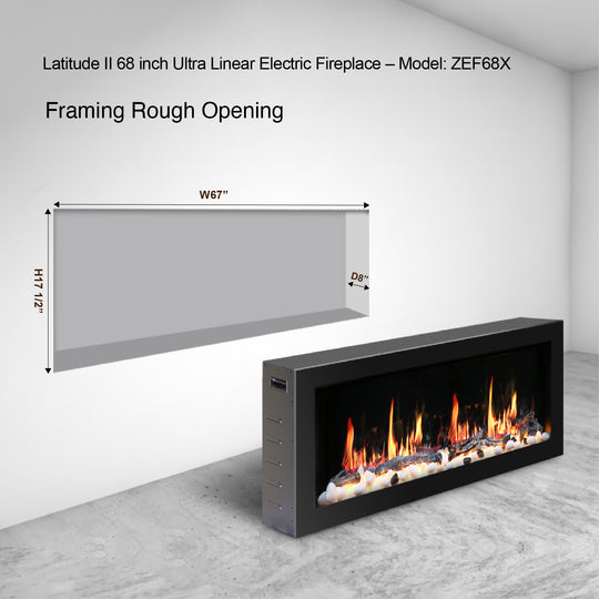 Litedeer Homes® Latitude II 68-in Smart Wall Mount Electric Fireplace