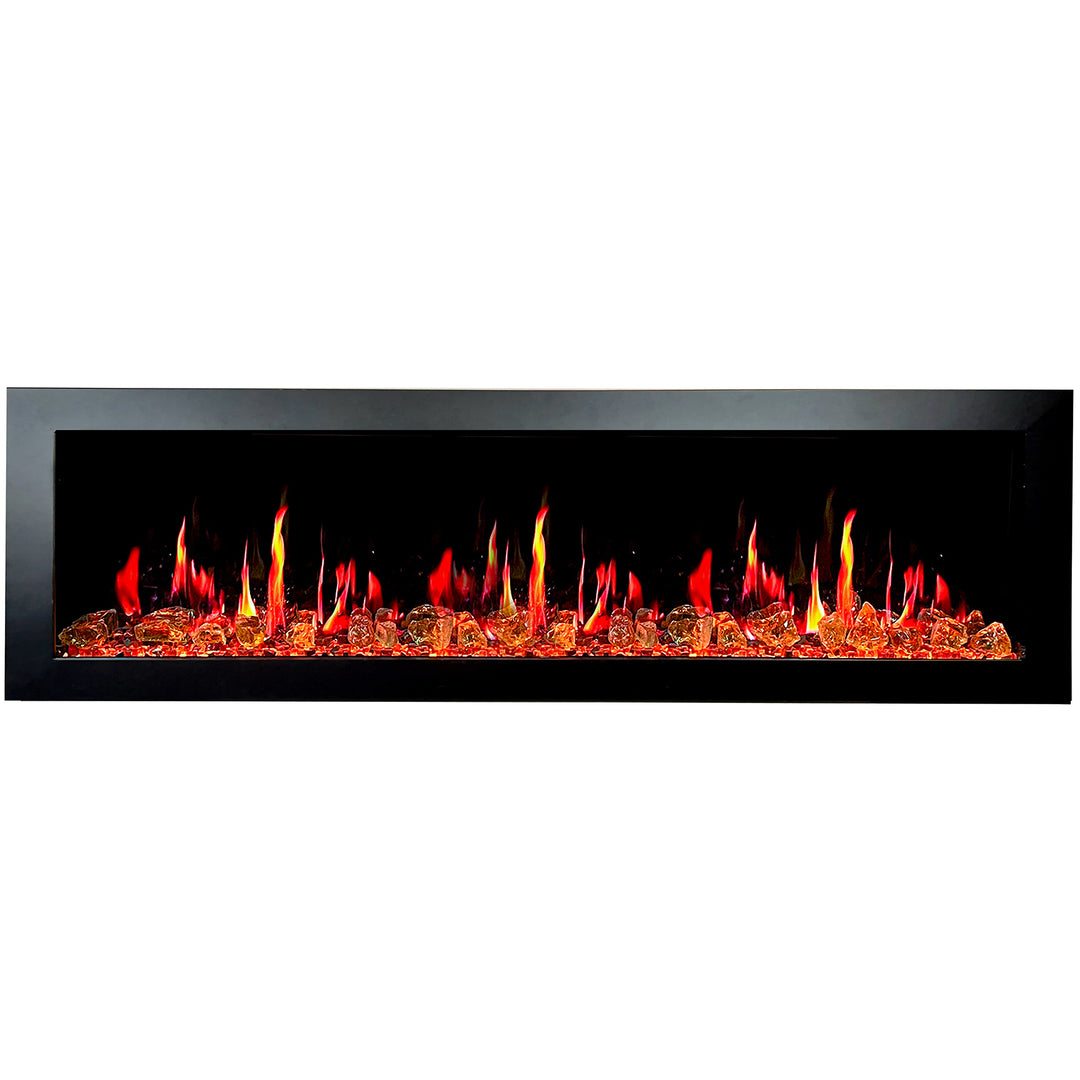 Litedeer Homes® Latitude II 68-in Smart Wall Mount Electric Fireplace + Reflective Fire Glass