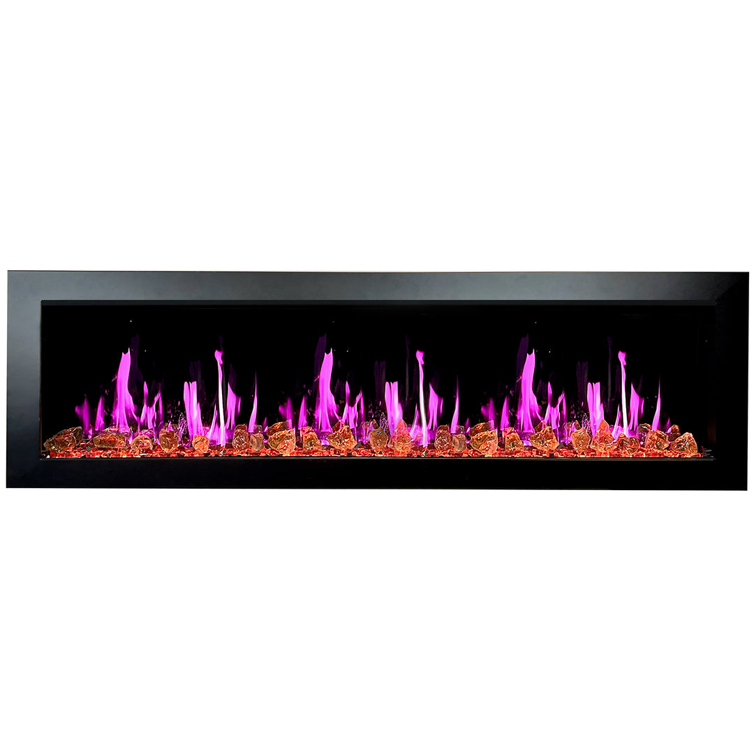 Litedeer Homes® Latitude II 68-in Smart Wall Mount Electric Fireplace + Reflective Fire Glass