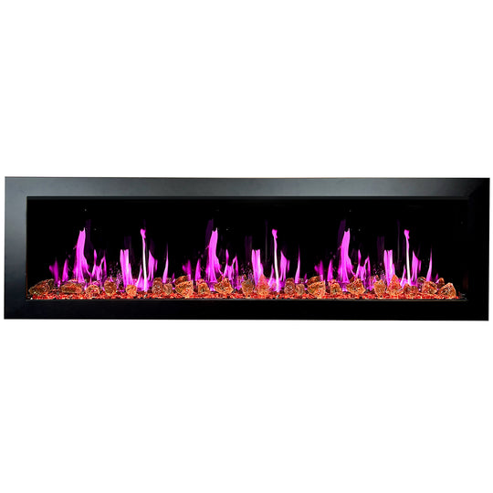Litedeer Homes® Latitude II 68-in Smart Wall Mount Electric Fireplace + Reflective Fire Glass