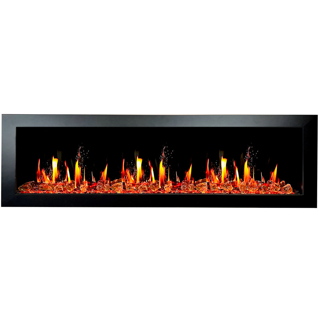 Litedeer Homes® Latitude II 68-in Smart Wall Mount Electric Fireplace + Reflective Fire Glass